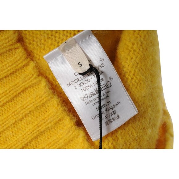 Celine Womens Crewneck Pullover Sweater Size Small Yellow 100% Wool Knit - Picture 8 of 9